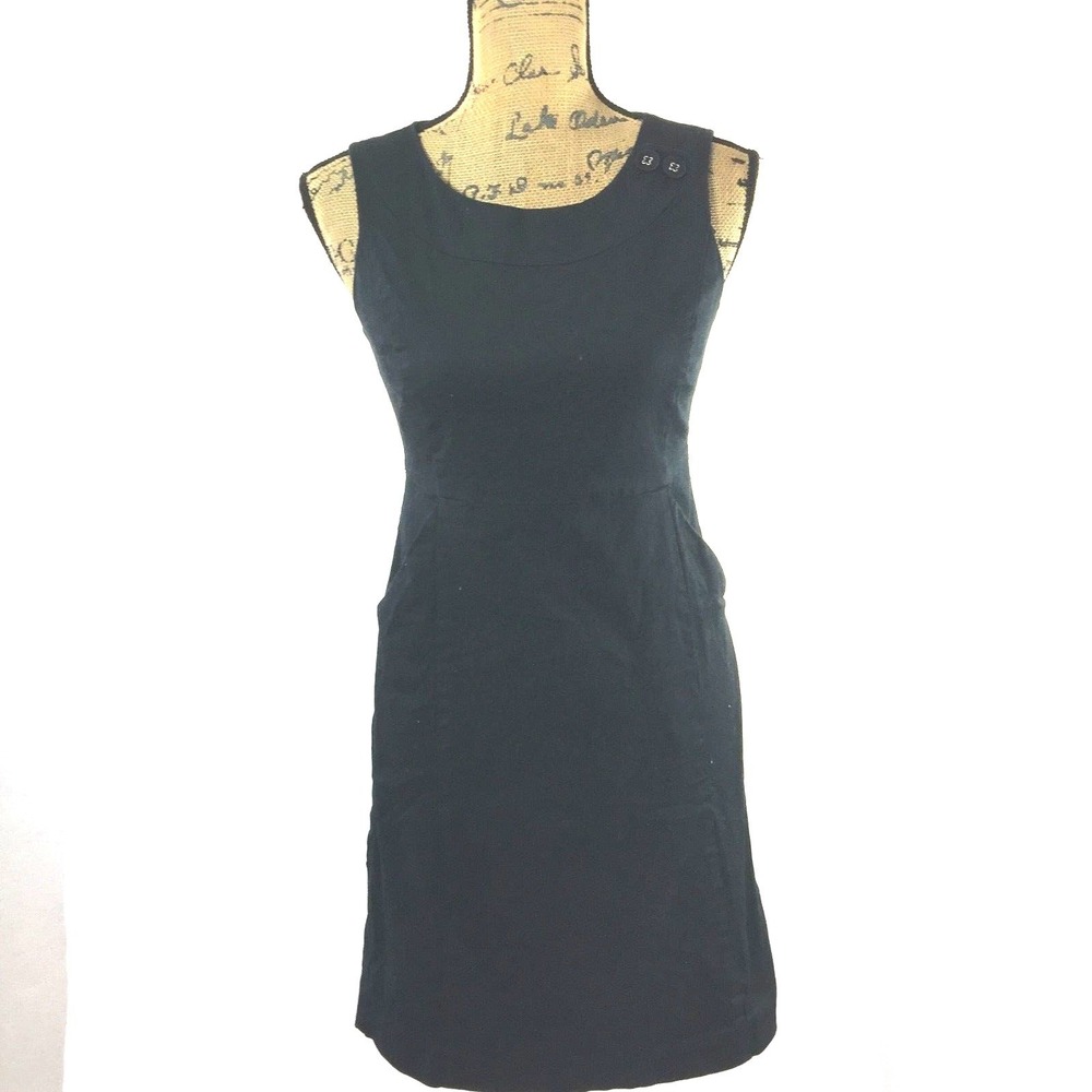 Banana Republic Dress 2 Basic Black Sheath Pocket Stretch Button Lined Career